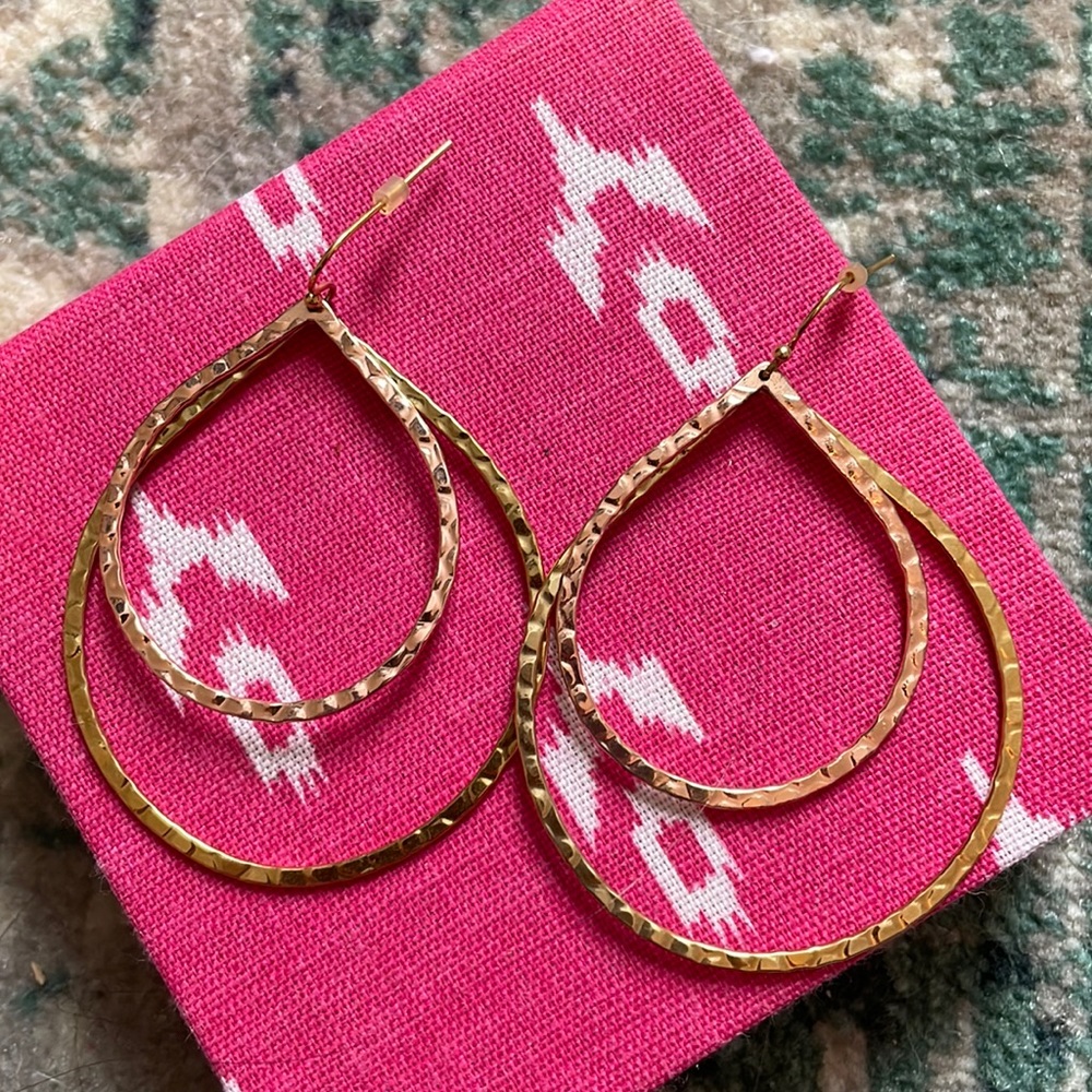 Gold double hoop earrings